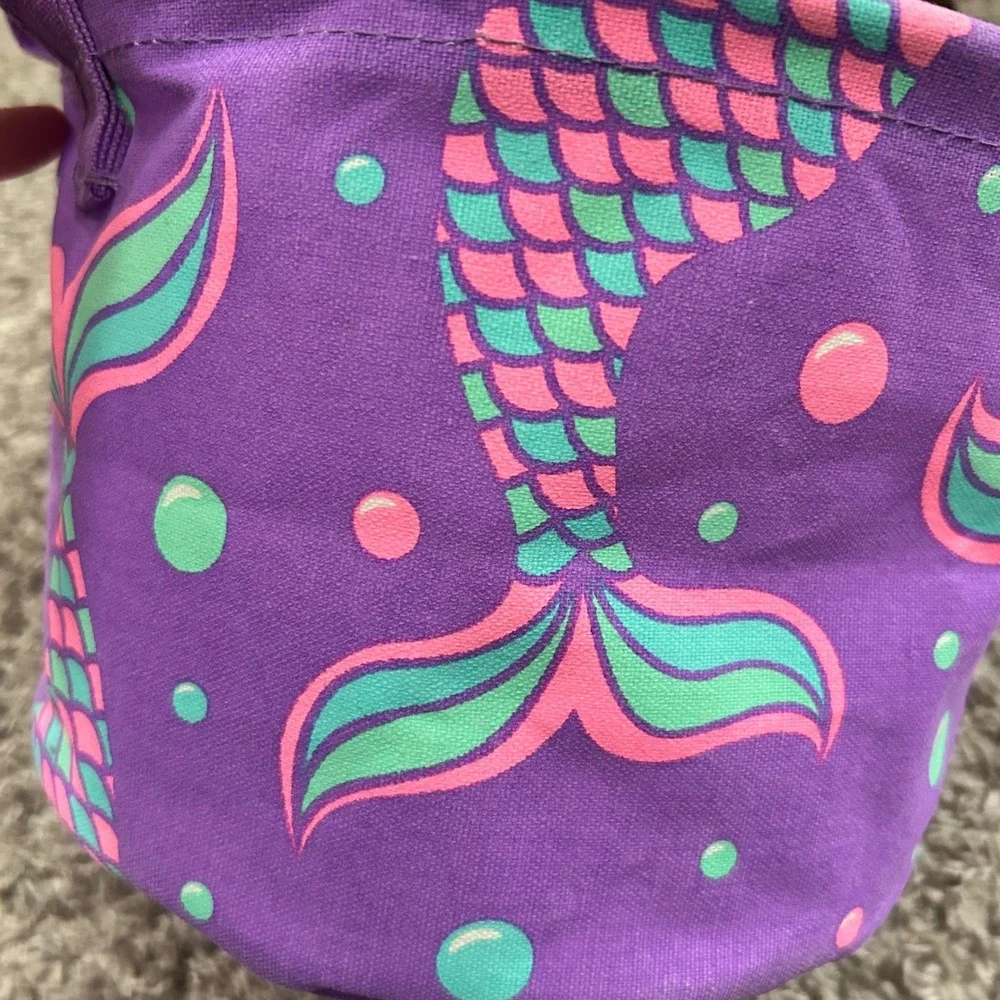 Purple Mermaid Tail Small Canvas Storage Bin‎ Basket with Handles